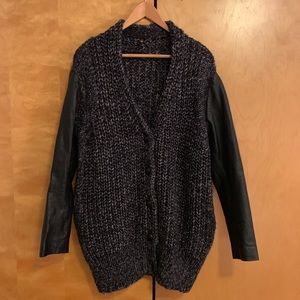 Alexander Wang Leather Sleeve Cardigan